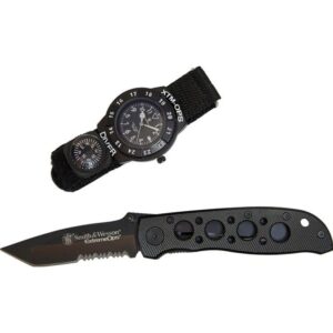 COMBO SMITH&WESSON No. 1 OPERACIONES EXTREMAS INCLUYE: NAVAJA EN ACERO INOXIDABLE Y RELOJ DE BUCEO CON BRUJALA