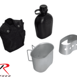 JUEGO DE CANTIMPLORA 4 PIEZAS CON TAPA, TAZA DE ALUMINIO Y ESTUFA/SOPORTE